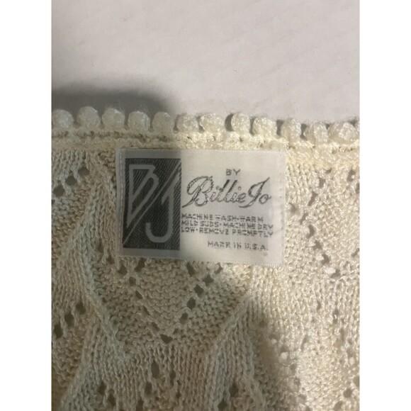 Vintage Billie Jo Women’s Sweater Lacy Knit Lightweight Ivory Medium - Picture 4 of 11